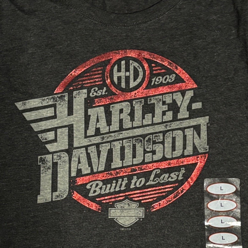 NWOT Harley-Davidson Black Graphic Tee with Red & Gray Logo - Picture 4 of 4